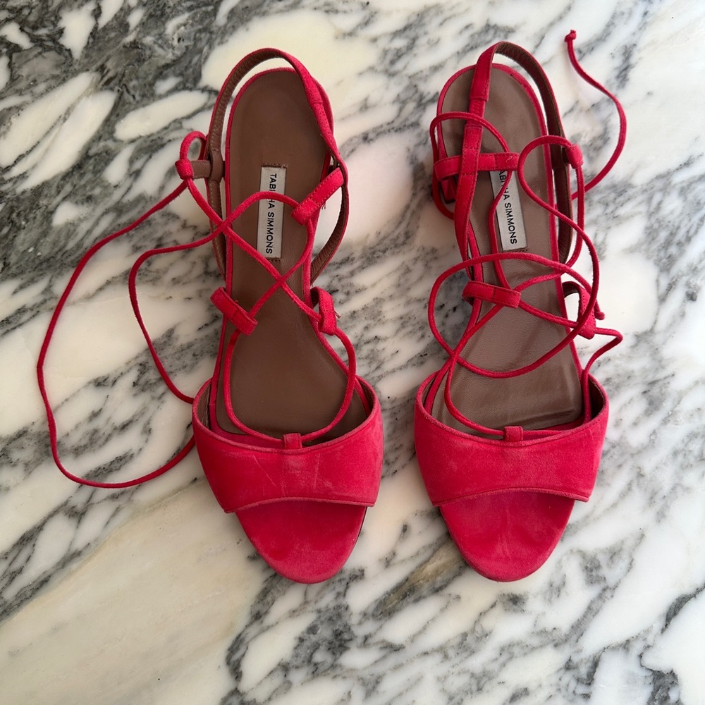 Tabitha Simmons Pink Lace-Up Sandals